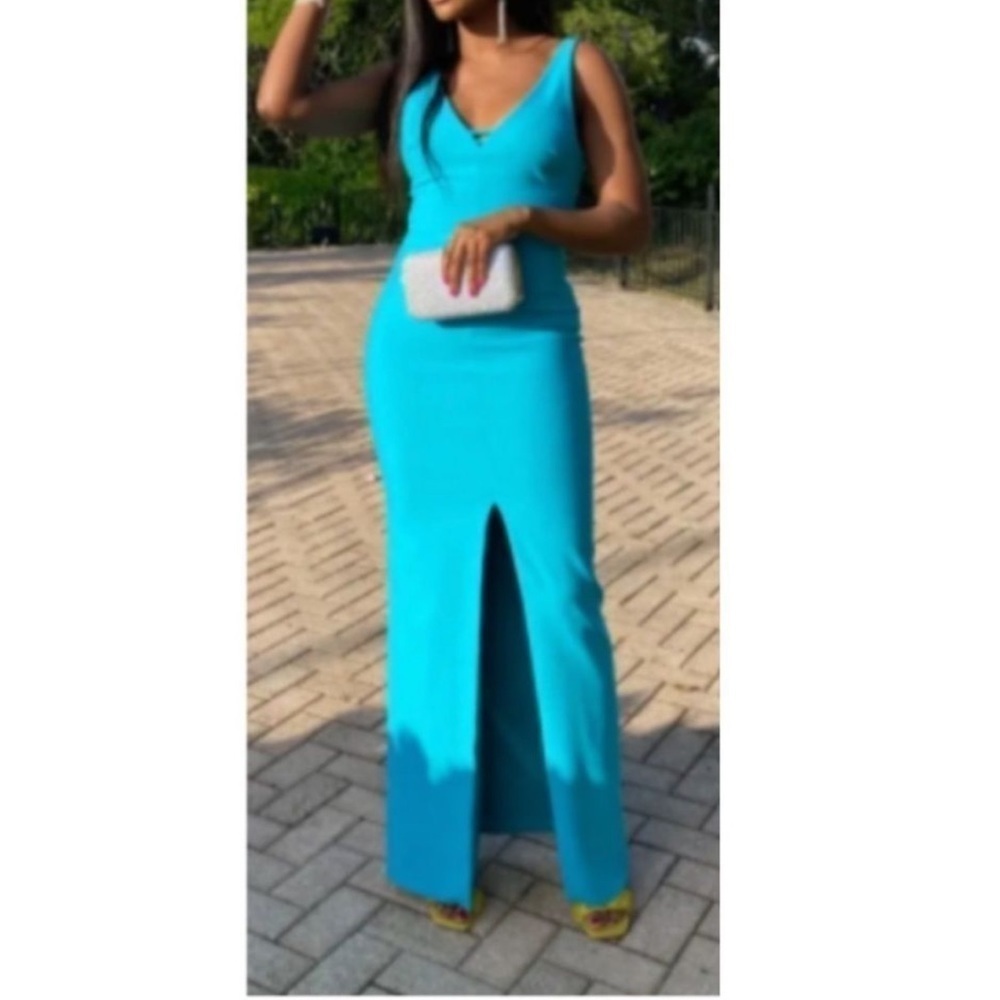LIKELY Nicolette Gown Turquoise Blue Maxi Sleeveless Formal Dress